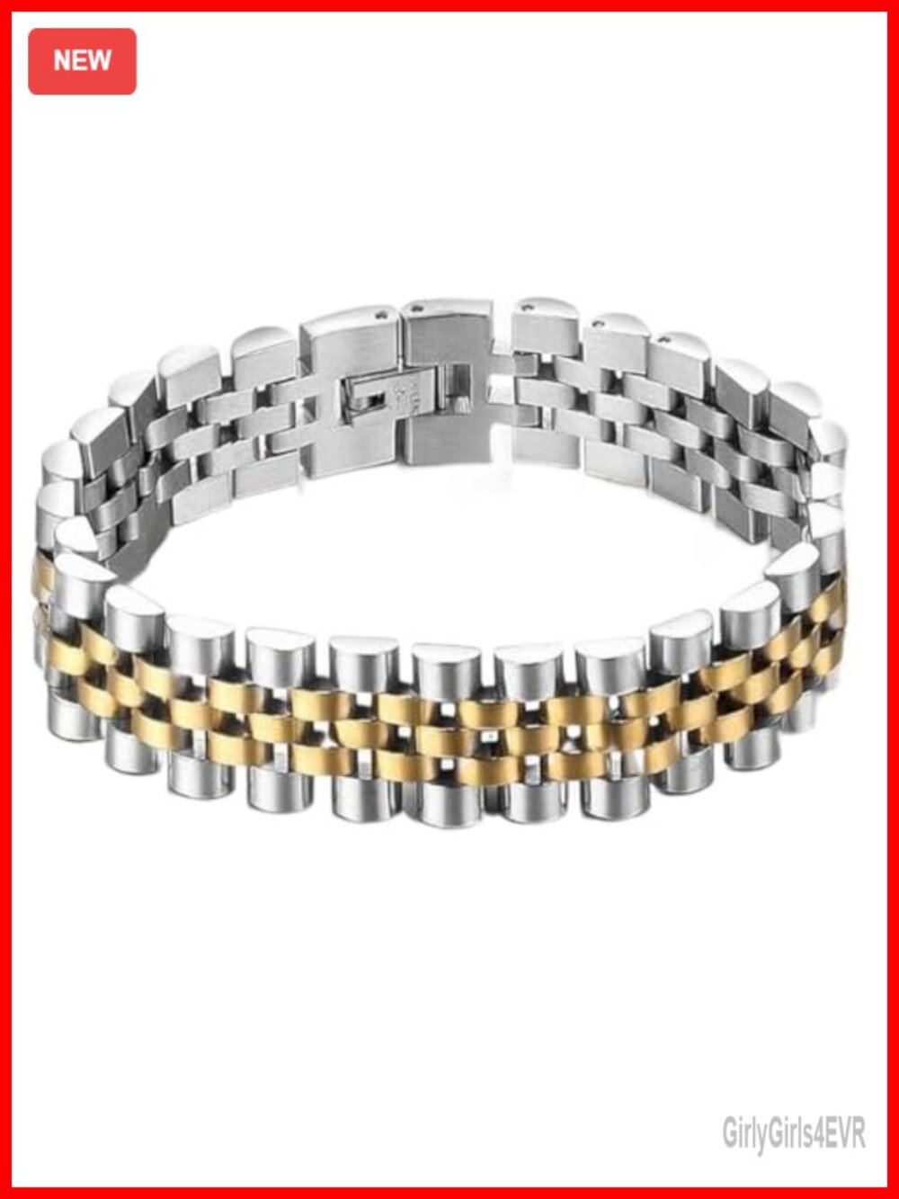 Presidential Jubilee Style Link Bracelet Gold Plated over Stainless Steel Men 8